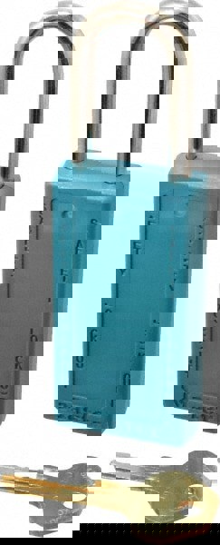 Lockout Padlock: Keyed Alike, Thermoplastic, Steel Shackle, Teal